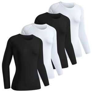 Telaleo Black Long Sleeve Women's Compression Tops (4 pack)